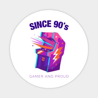 Since 90s Gamer and Proud - Gamer gift - Retro Videogame Magnet